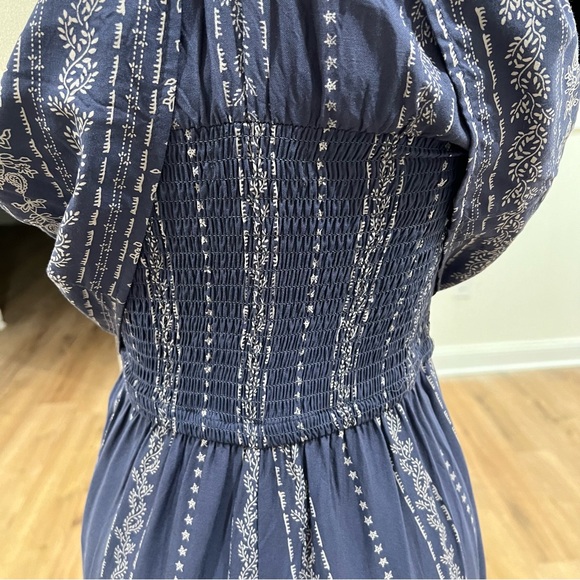 JAPNA Strapless Smocked Boho Wide Leg Jumpsuit Women’s XS Navy Print - Picture 11 of 12